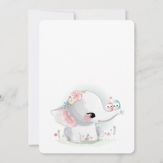 Cute Elephant Pastel Waterverf Hartelijk dank Bedankkaart (Achterkant)