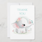Cute Elephant Pastel Waterverf Hartelijk dank Bedankkaart (Voorkant)