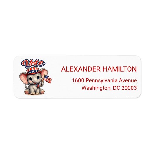 Cute Elephant Patriot Return Address Etiket (Voorkant)