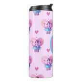 Cute Elephant Pattern (met Jouw naam) Thermosbeker (Gedraaid links)