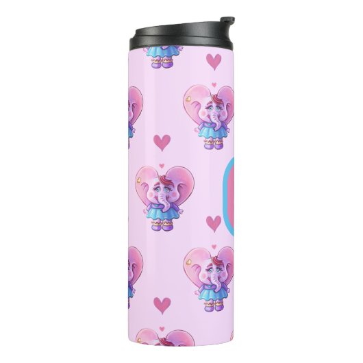 Cute Elephant Pattern (met Jouw naam) Thermosbeker (Gedraaid links)