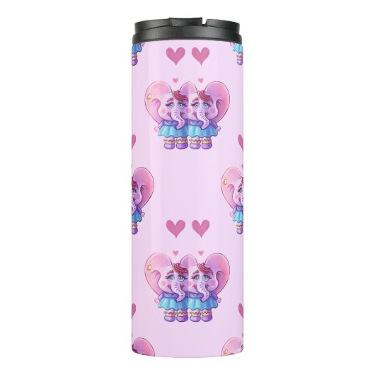 Cute Elephant Pattern (met Jouw naam) Thermosbeker (Achterkant)