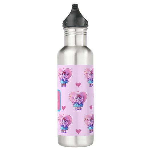 Cute Elephant Pattern (met Jouw naam) Waterfles (Rechts)