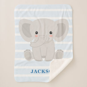 Cute Elephant Personalized Baby Boy Sherpa Deken