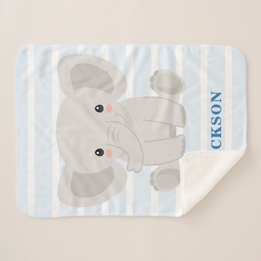 Cute Elephant Personalized Baby Boy Sherpa Deken (Voorkant (horizontaal))