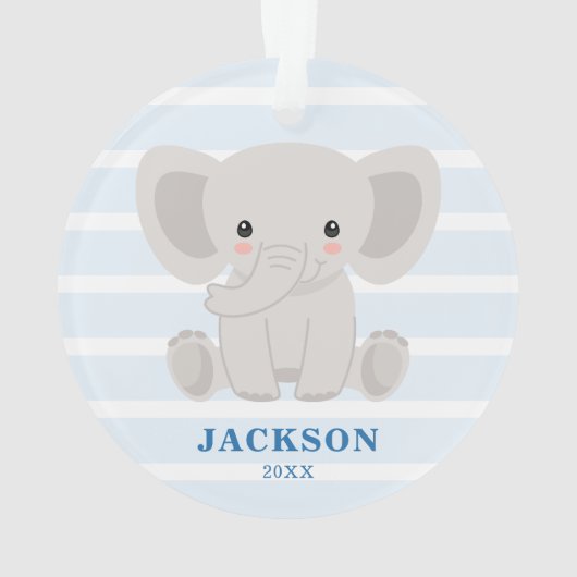 Cute Elephant Personalized Baby KerstBoy Ornament (achterkant)