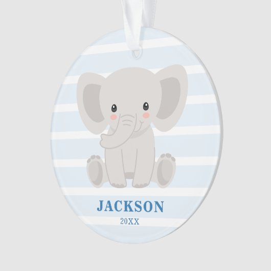 Cute Elephant Personalized Baby KerstBoy Ornament (voorkant)