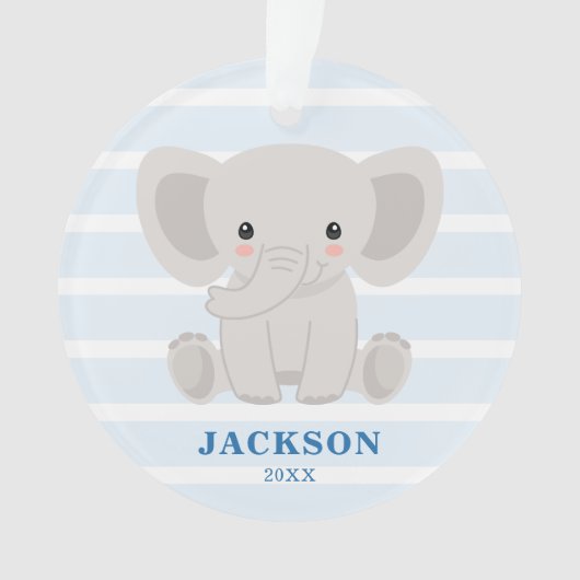 Cute Elephant Personalized Baby KerstBoy Ornament (voorkant)