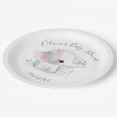 Cute Elephant Personalized Baby shower Papieren Bordje (Gekanteld)