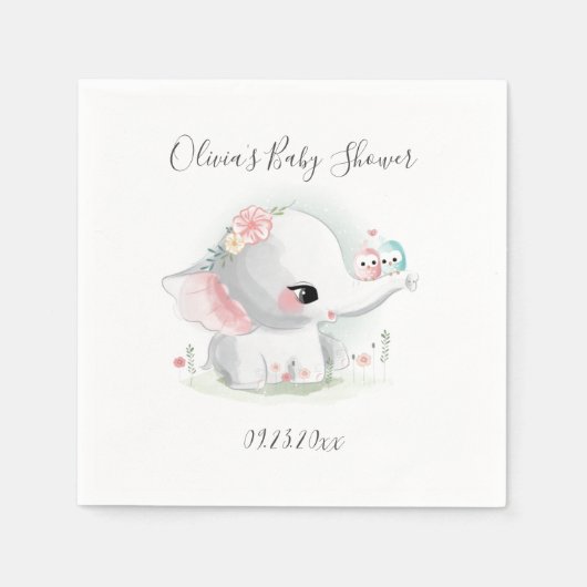 Cute Elephant Personalized Baby shower Servet (Voorkant)