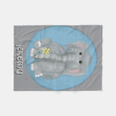 Cute Elephant Personalized Fleece Blanket (Voorkant (Horizontaal))