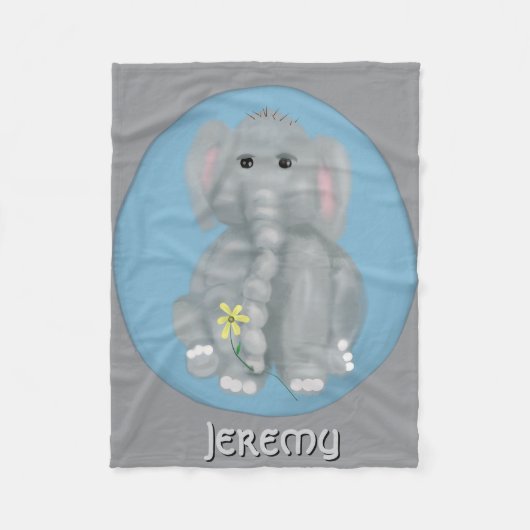 Cute Elephant Personalized Fleece Blanket (Voorkant)