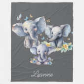 Cute Elephant Personalized Fleece Deken (Voorkant)