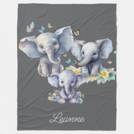 Cute Elephant Personalized Fleece Deken