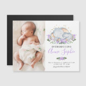 Cute Elephant Photo Birth Announcement Cards (Voorkant / Achterkant)