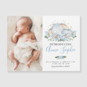Cute Elephant Photo Birth Announcement Cards (Voorkant)