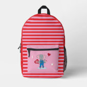 Cute Elephant Pink and Red Kid Monogram Backpack  Bedrukte Rugzak (Voorkant)