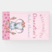 Cute Elephant Pink Animal Baby shower Welkom Spandoek (Horizontaal)