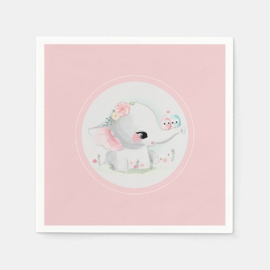 Cute Elephant Pink Baby shower Servet (Voorkant)
