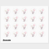 Cute Elephant Pink Ballon Baby shower Hartelijk da Ronde Sticker (Vel)