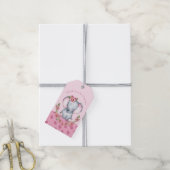 Cute Elephant Pink Boho Floral Baby shower Cadeaulabel (Met Touw)