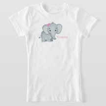 Cute Elephant Pink Bow Name Kinder Girls
