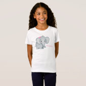 Cute Elephant Pink Bow Name Kinder Girls T-shirt (Voorkant volledig)