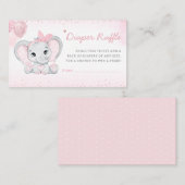 Cute Elephant Pink Diaper Raffle Baby Girl Shower Informatiekaartje (Voorkant / Achterkant)