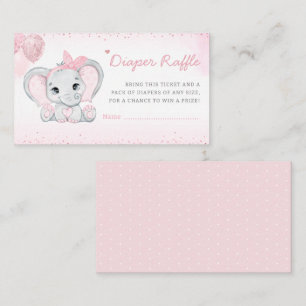 Cute Elephant Pink Diaper Raffle Baby Girl Shower Informatiekaartje