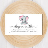 Cute Elephant Pink Diaper Raffle Baby Girl Shower Informatiekaartje