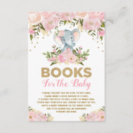 Cute Elephant Pink Floral Baby Girl Book Request Informatiekaartje