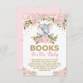 Cute Elephant Pink Floral Baby Girl Book Request Informatiekaartje (Voorkant / Achterkant)