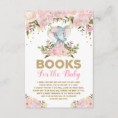 Cute Elephant Pink Floral Baby Girl Book Request Informatiekaartje (Voorkant)
