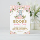 Cute Elephant Pink Floral Baby Girl Book Request Informatiekaartje (Staand voorkant)