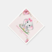 Cute Elephant Pink Floral Baby shower Servet (Hoek)