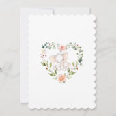 Cute Elephant Pink Flowers Girl Baby shower Kaart (Achterkant)