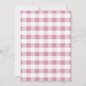 Cute Elephant Pink Gingham Baby Shower Invitations Kaart (Achterkant)