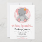 Cute Elephant Pink Girls Baby Sprinkle Invitation Kaart (Voorkant)