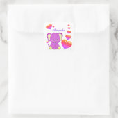Cute Elephant Pink Paars Hearts Girl Square St Vierkante Sticker (Tas)