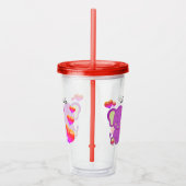 Cute Elephant Pink Paarse Hearts Girls Acryl Drinkbeker (Rechts)