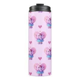 Cute Elephant Pink Pattered Thermosbeker