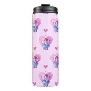 Cute Elephant Pink Pattered Thermosbeker