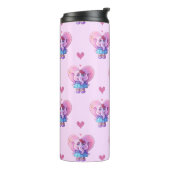 Cute Elephant Pink Pattered Thermosbeker (Gedraaid links)