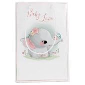 Cute Elephant Pink Waterverf Baby Love Girl Medium Cadeauzakje (Voorkant)
