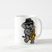 Cute Elephant Playing Saxophone Elephants Musician Koffiemok (Voorkant rechts)