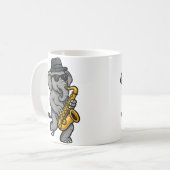 Cute Elephant Playing Saxophone Elephants Musician Koffiemok (Voorkant links)