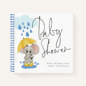Cute Elephant Rain Baby shower Guest Book Notitieboek (Voorkant)
