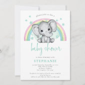 Cute Elephant Rainbow Gender Neutral Baby shower Kaart (Voorkant)