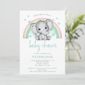 Cute Elephant Rainbow Gender Neutral Baby shower Kaart (Staand voorkant)