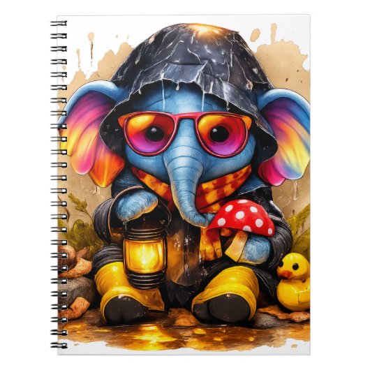 Cute Elephant Raincoat Kawaii Notebook Notitieboek (Voorkant)